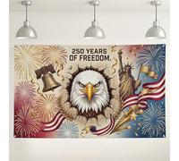 Patriotic Eagle Wall Backdrop, Vintage Independence Day Decorations, Red White Blue Celebration Background for Photography Events, 250 Years of Freedom Theme 71x43 Inch
