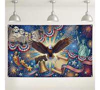 Patriotic Eagle Wall Backdrop, Vintage Stars and Stripes Party Decorations, Red White Blue Independence Day Background for Photography Celebration Supplies 71x43 Inch