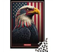 Patriotic Eagle with American Flag 1000 Piece Jigsaw Puzzle, 70x50cm/1000pcs, for Adults, White Cardboard Pieces, Screen-Free Leisure And Time at Home