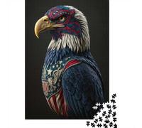 Patriotic Eagle with American Flag Design Jigsaw Puzzle for Adults, 1000 Pieces, 38x26cm/1000pcs, Screen-Free Activity, Evening Leisure And Quiet Weekends