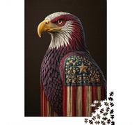 Patriotic Eagle with American Flag Design Jigsaw Puzzle for Adults, 1000 Pieces, 38x26cm/1000pcs, White Cardboard Pieces, Screen-Free Leisure And Family Time