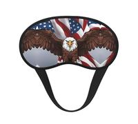 Patriotic Eagle with American Flag Print Blindfold Sleep Mask, 100% Block Light Eye Sleep Shade Cover Eye Masks with Adjustable Strap