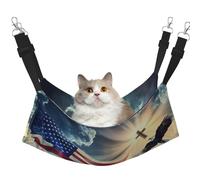 Patriotic Eagle With American Flag Printed Pet Hammock - Sleeping Hammock For Cats, Rabbits, Ferrets, Puppies, Small Animals