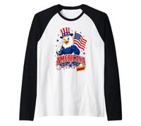 Patriotic Eagle with Cherry Pie Raglan Baseball Tee