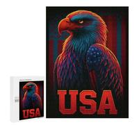 Patriotic Eagle with USA Text: Winter Activity Gift, 500 PCS Wooden Brain Teaser for Adults, with A Decorative Finished Picture