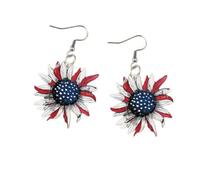 Patriotic Earrings 2 Pairs Set, Red White Blue Stripes and Lone Star Acrylic Dangle Earrings, 4th of July Texas Flag Theme Drop Earrings for Women