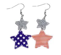 Patriotic Earrings USA Star Earrings for Women Adult 4th of July Red White and Blue Acrylic Earrings, L, Acrylic, No Gemstone