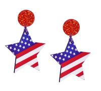 Patriotic Earrings USA Star Earrings for Women Adult 4th of July Red White and Blue Acrylic Earrings, L, Acrylic, No Gemstone