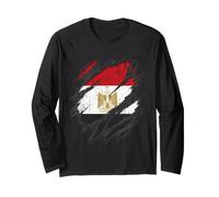 Patriotic Egypt Flag Torn Style National Pride Long Sleeve T-Shirt
