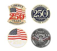 Patriotic Enamel Lapel Pins - USA 250th Anniversary 1776-2026, Fourth of July July 4th Independence Day Decorative Pins for Women Men, American Flag Liberty Bell Brooch Pins, M, Alloy Steel, no