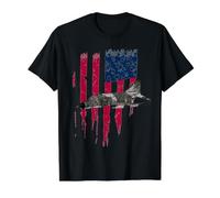 Patriotic F-4 Phantom The Mcdonnell Douglas America Flag tee Value Graphic T-Shirt, Men, Black, L