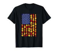 Patriotic Fall American Flag with Autumn Leaves USA Harvest T-Shirt
