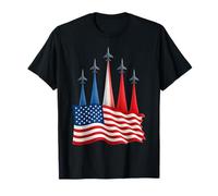 Patriotic Fighter Jet Airplane USA Flag 4th of July T-Shirt