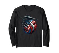Patriotic Fighter Jet and Stealth Bomber American Flag Smoke Long Sleeve T-Shirt