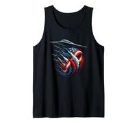 Patriotic Fighter Jet and Stealth Bomber American Flag Smoke Tank Top