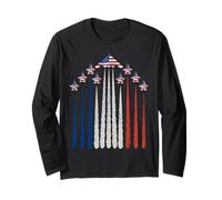 Patriotic Fighter Jets USA Flag Red White & Blue 4th of July Long Sleeve T-Shirt