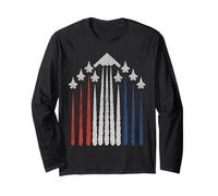 Patriotic Fighter Jets USA Flag Red White & Blue 4th of July Long Sleeve T-Shirt