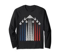 Patriotic Fighter Jets USA Flag Red White & Blue 4th of July Long Sleeve T-Shirt