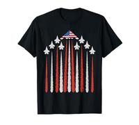 Patriotic Fighter Jets USA Flag Red White & Blue 4th of July T-Shirt
