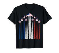 Patriotic Fighter Jets USA Flag Red White & Blue 4th of July T-Shirt