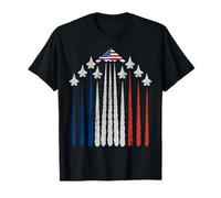 Patriotic Fighter Jets USA Flag Red White & Blue 4th of July T-Shirt
