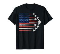 Patriotic Fighter Jets USA Flag Red White & Blue 4th of July T-Shirt