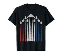 Patriotic Fighter Jets USA Flag Red White & Blue 4th of July T-Shirt