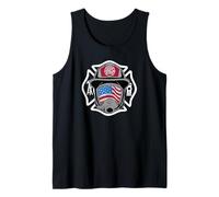 Patriotic Firefighter USA Helmet American Flag Mask Art Tank Top