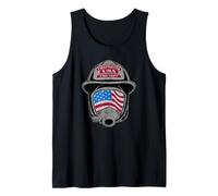 Patriotic Firefighter USA Helmet American Flag Mask Art Tank Top
