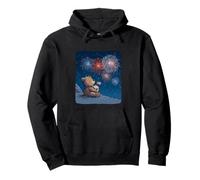 Patriotic Firework with Popcorn and Cool Bear Costume Pullover Hoodie