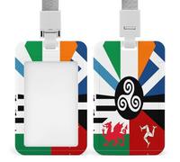 Patriotic Flag Push-Pull ID Badge Holder Vertical Clear Holders with Lanyard Key Card Work Clip for Office Men Women