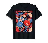 Patriotic Flower Art Freedom Democracy Truth Retro Women T-Shirt