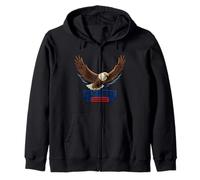 Patriotic Flying Eagle American Freedom Symbol Design Zip Hoodie