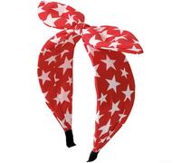 Patriotic for american Flag Bow Headband with Stars and Stripes for Women | Patriotic Star Stripe Bow Headband for Women, Soft Cloth Bunny Ear Hair Band for 4th of July Party(D)