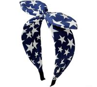 Patriotic for american Flag Bow Headband with Stars and Stripes for Women | Patriotic Star Stripe Bow Headband for Women, Soft Cloth Bunny Ear Hair Band for 4th of July Party(C)