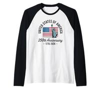 Patriotic Fourth of July 1776 Anniversary USA Raglan Baseball Tee