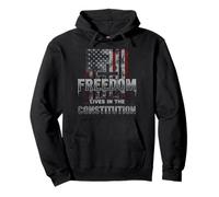 Patriotic Freedom Lives in the Constitution Cross US Flag Pullover Hoodie