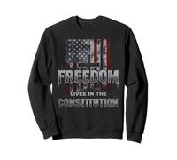 Patriotic Freedom Lives in the Constitution Cross US Flag Sweatshirt