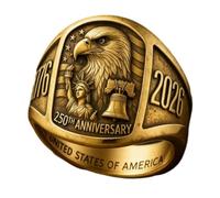 Patriotic Freedom Ring, 2026 Honoring Freedom Ring, Commemorate 250 Years of American Freedom, Patriotic Gift for Men & Women, for the Brave, Anniversary Rings (#C)
