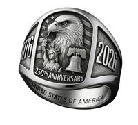 Patriotic Freedom Ring, 2026 Honoring Freedom Ring, Commemorate 250 Years of American Freedom, Patriotic Gift for Men & Women, for the Brave, Anniversary Rings (#B)