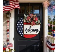 Patriotic Front Door Hanging for Independence Day Celebrations Themed Welcome Sign with Design 30