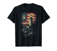 Patriotic Full Moon Lighthouse Coastal Wear for Men T-Shirt
