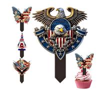 Patriotic Garden Stakes - 4 Pieces Decoration for Independence Day | 2D Acrylic Garden Stakes Decorative | for Outdoor Patio Landscape Indoor Holidays Celebration