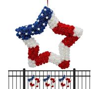 Patriotic Garlands for Doors, Artificial Decoration Patriotic Star with Five Points | Red White and Blue Garland, for Indoor Outdoors Home Window Porch Patio Garden Summer Holidays Day