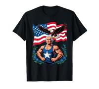 Patriotic George Washington Muscle Gym American Flag Eagle T-Shirt