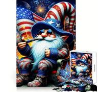 Patriotic Gnome in The USA 1000 Piece Jigsaw Puzzle for Adults Logic Toy Relaxing Fun Design Assembly Santa Wish Gift (50x75cm)