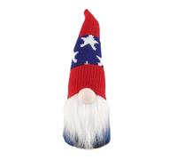 Patriotic Gnome - Knitted Hat With Red White Blue & Stripes Handmade Swedish Tomte Doll For Independence Day Memorial Day Veterans Day Home & Pat (A, 31x9x7cm)