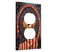 Patriotic Golden Retriever Light Switch Cover Plates/Outlet Covers, American Flag Warmth, Vintage Animal Decor, Home Accent, Thermoplastic Wall Plates, Standard Size Single Duplex Outlet