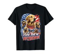Patriotic Golden Retriever Retro Dog Lover Value Graphic T-Shirt, Men, Black, L