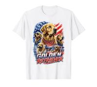 Patriotic Golden Retriever Retro Dog Lover Value Graphic T-Shirt, Men, White, M